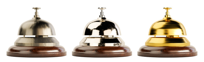 set of reception bell isolated on a white background, 3D render