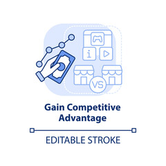 Gain competitive advantage light blue concept icon. Customer engagement platform abstract idea thin line illustration. Isolated outline drawing. Editable stroke. Arial, Myriad Pro-Bold fonts used