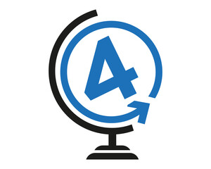 Letter 4 Earth Round Logo Design Vector Template Icon