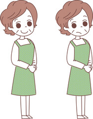 エプロン姿のシニア女性