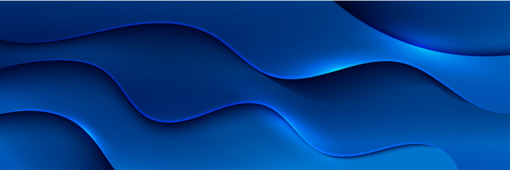 Blue abstract vector long banner. Minimal background with arrows and copy space for text. Social media cover and web banner template