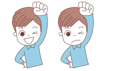 ガッツポーズの男性