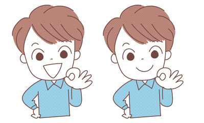 グッドサインの男性