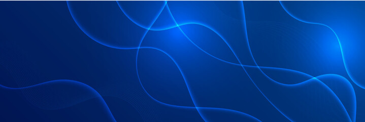 Blue abstract vector long banner. Minimal background with arrows and copy space for text. Social media cover and web banner template