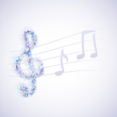 Music banner with holographic treble clef