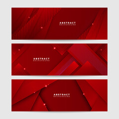 Modern red abstract vector long banner. Minimal background with waves arrows geometric shapes and copy space for text. Social media cover and web wide banner template