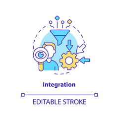 Integration concept icon. Business process. Element of supply chain management abstract idea thin line illustration. Isolated outline drawing. Editable stroke. Arial, Myriad Pro-Bold fonts used