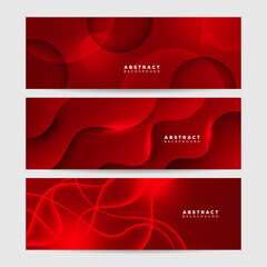 Modern red abstract vector long banner. Minimal background with waves arrows geometric shapes and copy space for text. Social media cover and web wide banner template