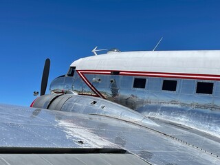 Propeller driven commercial airplane from the 1940s for travel in comfort