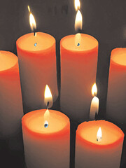 burning candles in the dark