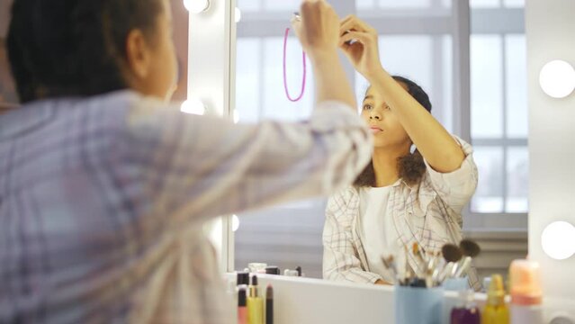 Teen girl feeling peer pressure, having appearance insecurities in young age