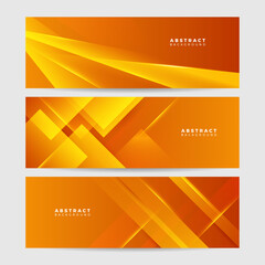 Modern orange yellow abstract vector long banner. Minimal background with waves arrows geometric shapes and copy space for text. Social media cover and web wide banner template