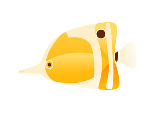 Exotic tropical aquarium fish butterflyfish vector illustration isolated on white background cartoon animal design