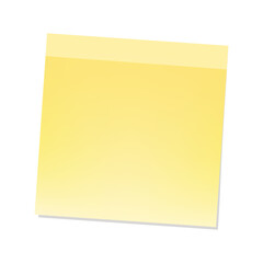 Realistic yellow note sticker isolated on white background. Vector illustration..
