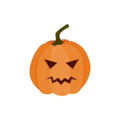 Pumpkin icon on a white background. Orange pumpkin with a smile for your Halloween design. Vector illustration.