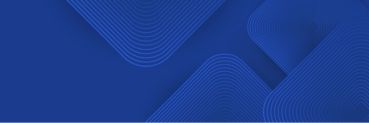 Blue abstract vector long banner. Minimal background with arrows and copy space for text. Social media cover and web banner template