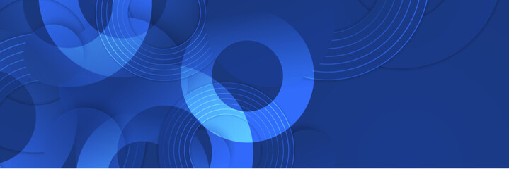 Blue abstract vector long banner. Minimal background with arrows and copy space for text. Social media cover and web banner template