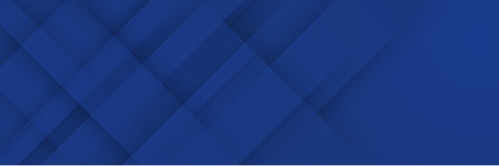 Obraz premium Blue abstract vector long banner. Minimal background with arrows and copy space for text. Social media cover and web banner template