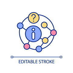 Access to global knowledge network RGB color icon. Organized information integration. Decision making. Isolated vector illustration. Simple filled line drawing. Editable stroke. Arial font used