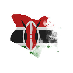 Sublimation background country map- form on white background. Artistic shape in colors of national flag. Kenya