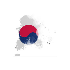 Sublimation background country map- form on white background. Artistic shape in colors of national flag. Korea South