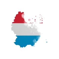 Sublimation background country map- form on white background. Artistic shape in colors of national flag. Luxembourg