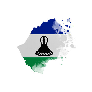 recommend clip art: Sublimation background country map- form on white background. Artistic shape in colors of national flag. Lesotho