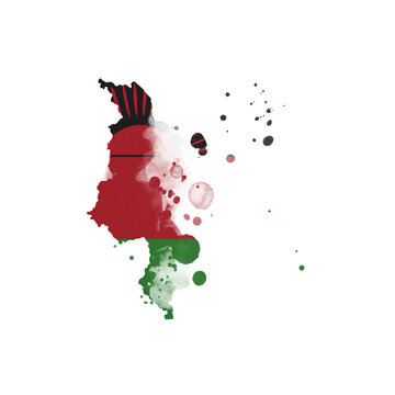 recommend clip art: Sublimation background country map- form on white background. Artistic shape in colors of national flag. Malawi