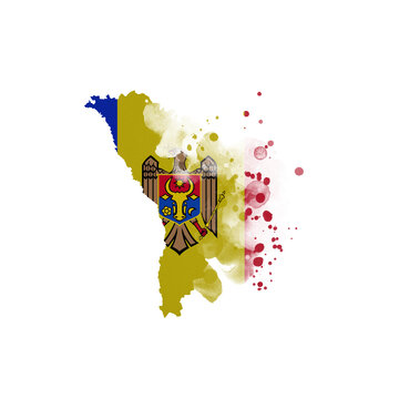 recommend clip art: Sublimation background country map- form on white background. Artistic shape in colors of national flag. Moldova