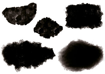 Ilustración conjunto de siluetas, manchas para diseño, web, banner y redes sociales. Colección blanco y negro.