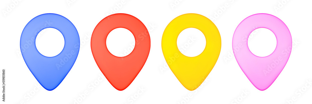 Canvas Prints 3d render map pin or location point minimal icons set isolated on white background vector illustrati