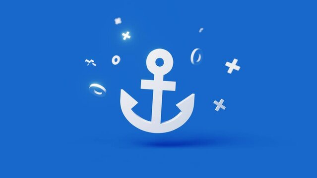 Anchor 3d icon on a simple blue background 4k seamless animation loop