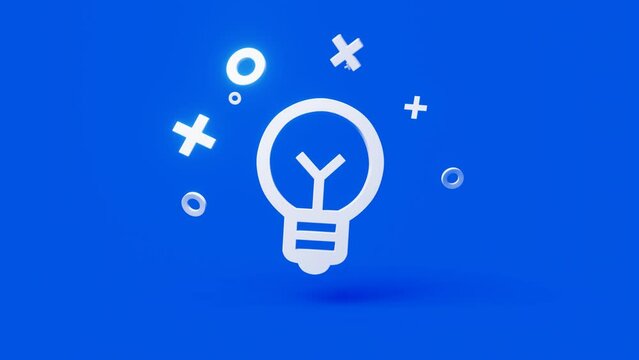 Idea 3d icon on a simple blue background 4k seamless animation loop