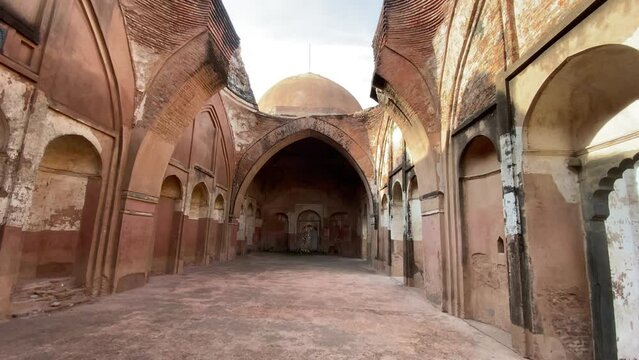 View of Katra Masjid, one of the largest caravanserais in the Indian subcontinent. Islamic Architecture.