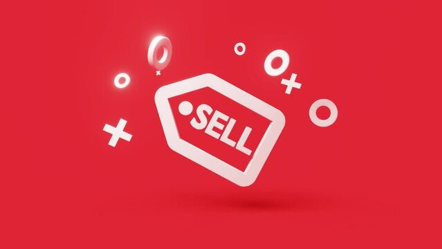 Sale 3d icon on a simple red background 4k seamless animation loop