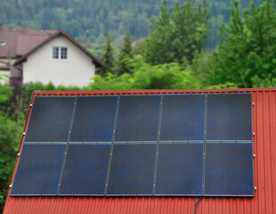 photovoltaics solar panel on home roof