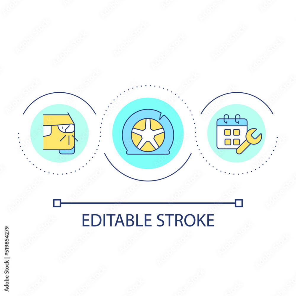 Poster vehicle troubleshooting service loop concept icon. regular car checkup. driving safety rule abstract