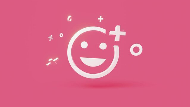 Smile 3d icon on a simple pink background 4k seamless animation loop