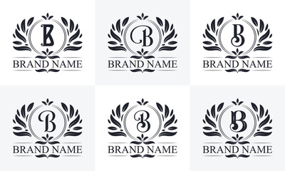 Vintage b letter logo bundle. Retro Vintage Alphabet b Logo Design Bundle