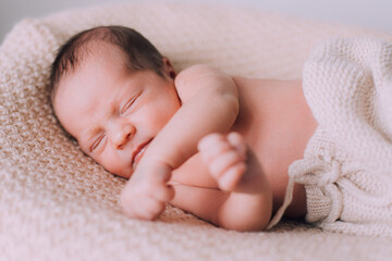 Sleeping newborn baby lifestyle . Sweet baby's dream.