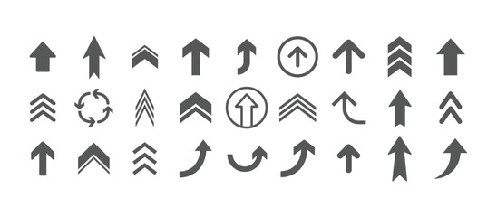 Arrows vector collection. Set of arrow pictogram variations. Simple icons.
