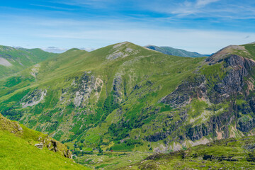 A scenic view from Mount Snowdon on a bright sunny day, Wales