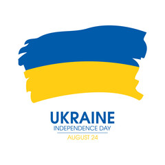 Independence Day of Ukraine poster with paintbrush ukrainian flag vector. Abstract grunge waving flag of ukraine icon vector isolated on a white background. August 24. Important day