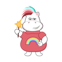 cartoon unicorn showing class, unicorn with fireworks