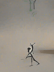 abstract painting of stick figures	
