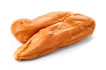 Smoked chicken fillet, isolated on white background. High resolution image.