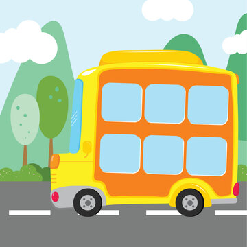 School bus illustration, school transport