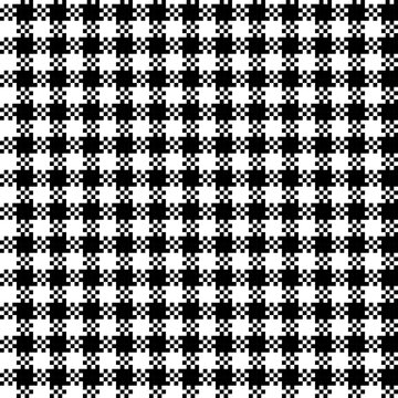 Pixel goose foot, seamless pattern in black and white	