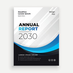 Stylish wave blue annual report business brochure design
