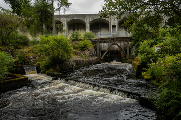 The dam at loch Doon in Carrick Scotland. This structure was built to create a hydroelectric...